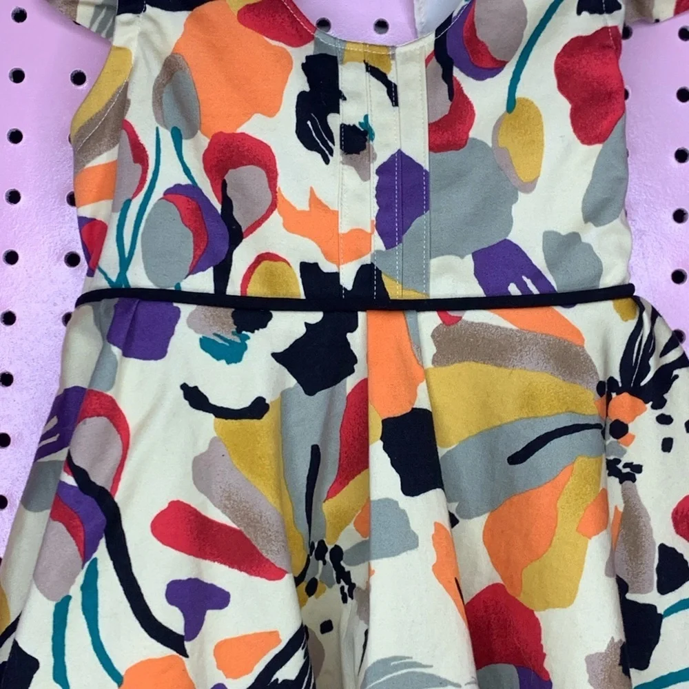Handmade Boutique Twirl Dress Girls 3T Abstract Floral Flutter Sleeve Boho Cute